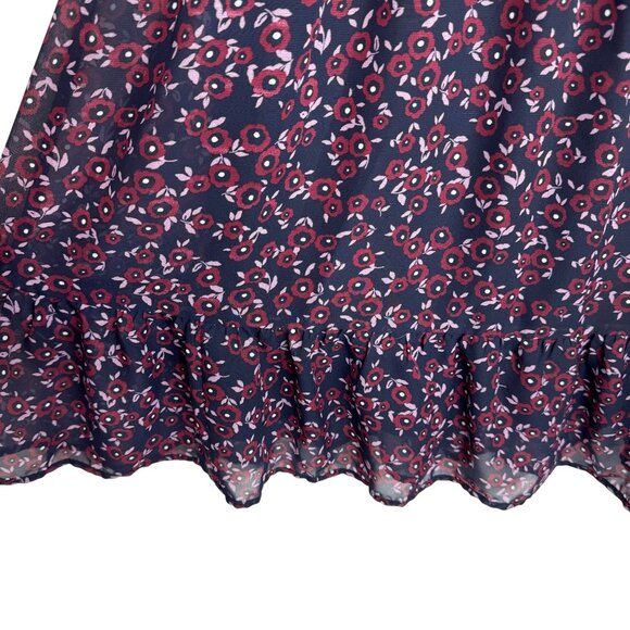 Lane Bryant Plus Size 24 Maroon Ditsy Print Floral Ruffle Hem 3/4‎ Sleeves - Picture 7 of 11